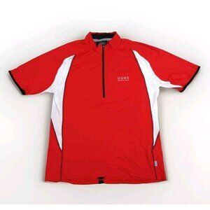 GORE Running Wear Shirt Mens Large Red Black 1/4‎ Zip Athletic Train Outdoor